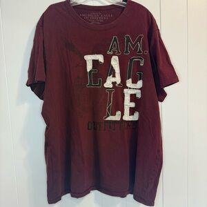 Y2K American Eagle Outfitters Distressed Men's Burgundy Graphic Tee XXL grunge